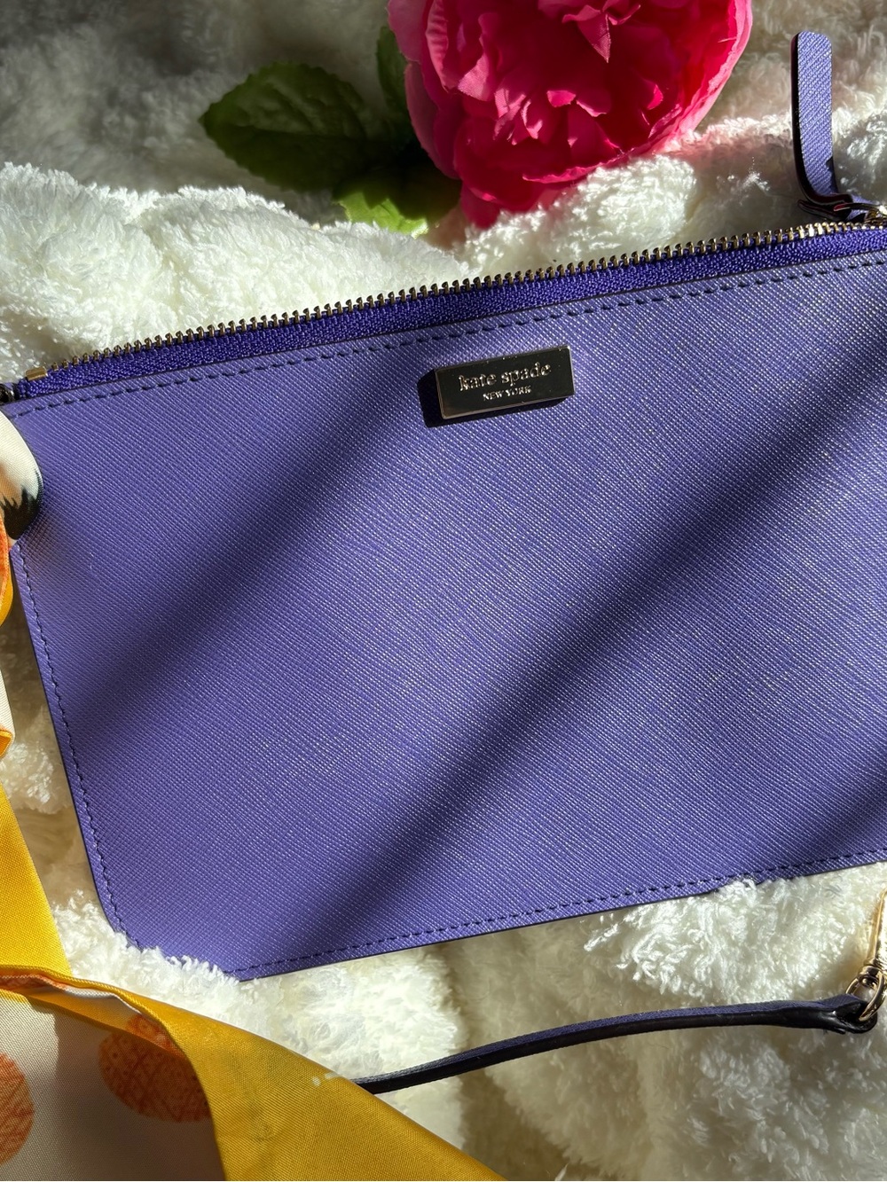Kate Spade Newbury Lane Lolly Purple Leather Wristlet WLRU1770 🎥